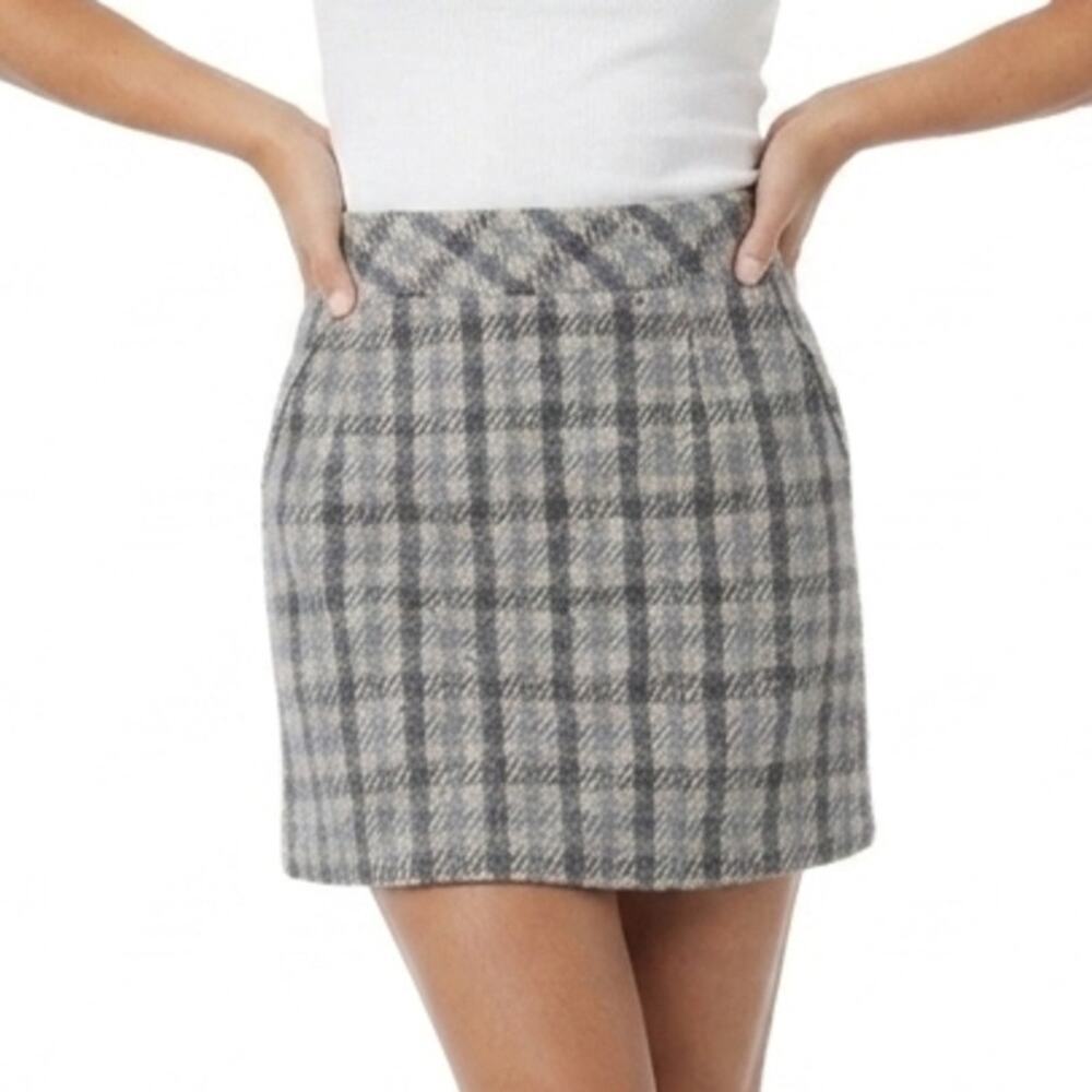 SEARLE Plaid Wool Pleated Mini Skirt - Classic A-Line Size 6
